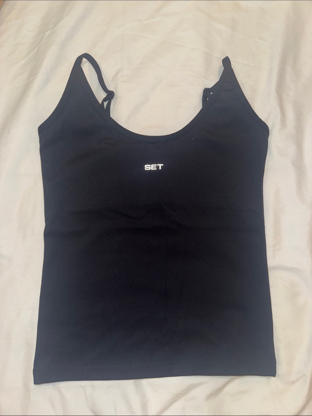 SET Active Sportbody Black U Neck Tank Top for Women New